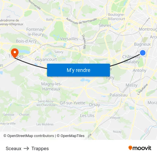 Sceaux to Trappes map