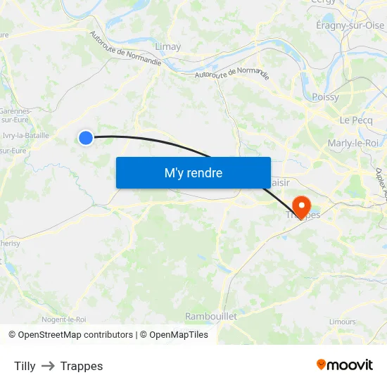 Tilly to Trappes map