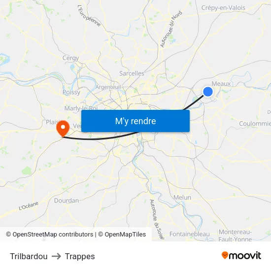 Trilbardou to Trappes map