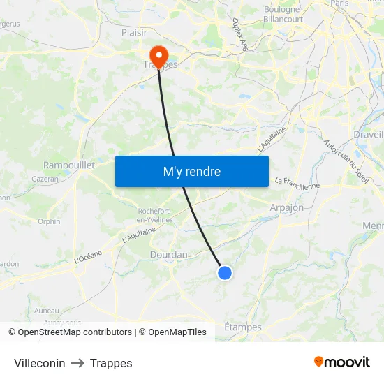 Villeconin to Trappes map