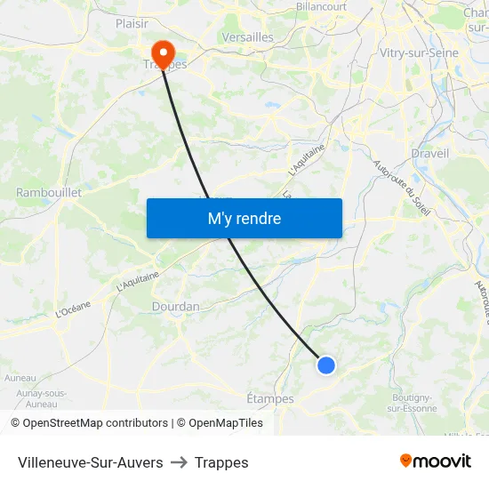 Villeneuve-Sur-Auvers to Trappes map