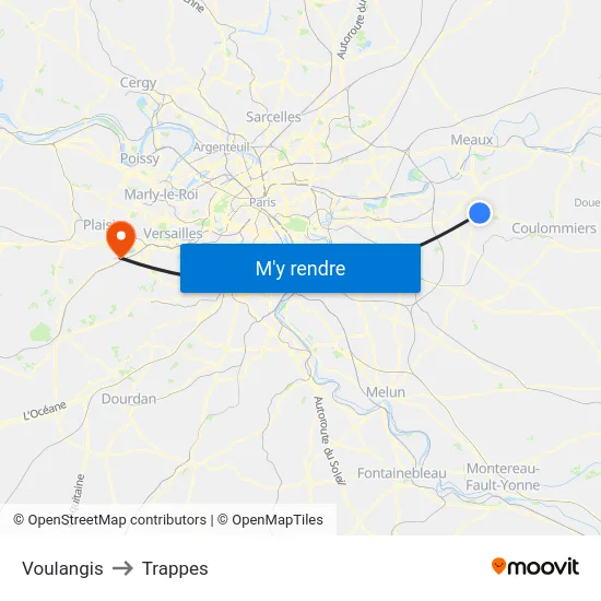 Voulangis to Trappes map