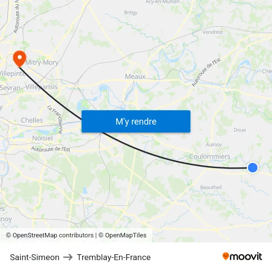 Saint-Simeon to Tremblay-En-France map