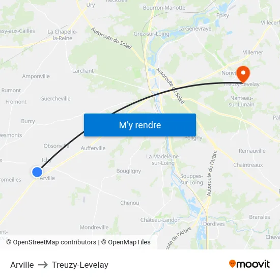 Arville to Treuzy-Levelay map