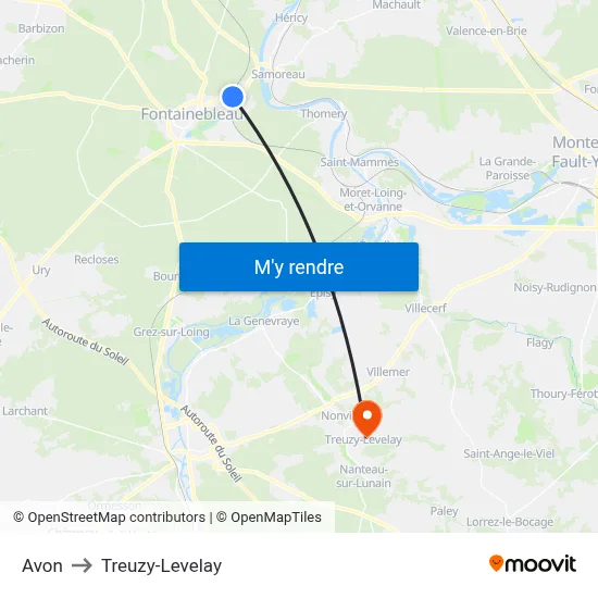 Avon to Treuzy-Levelay map