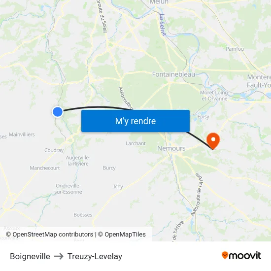 Boigneville to Treuzy-Levelay map