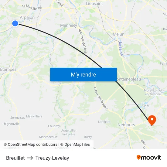 Breuillet to Treuzy-Levelay map