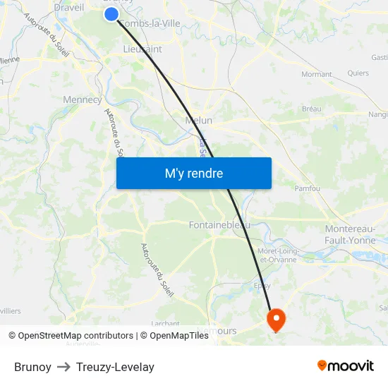 Brunoy to Treuzy-Levelay map