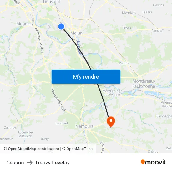 Cesson to Treuzy-Levelay map
