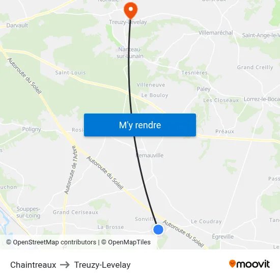 Chaintreaux to Treuzy-Levelay map