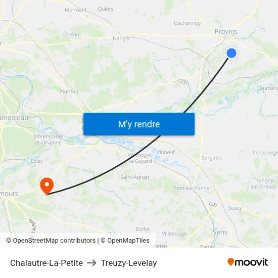 Chalautre-La-Petite to Treuzy-Levelay map