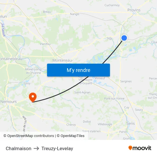 Chalmaison to Treuzy-Levelay map