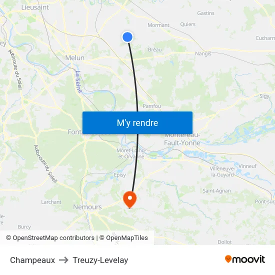 Champeaux to Treuzy-Levelay map