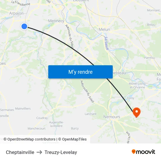 Cheptainville to Treuzy-Levelay map