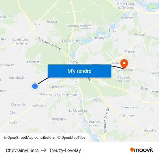 Chevrainvilliers to Treuzy-Levelay map