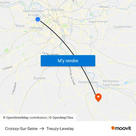 Croissy-Sur-Seine to Treuzy-Levelay map