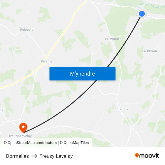 Dormelles to Treuzy-Levelay map