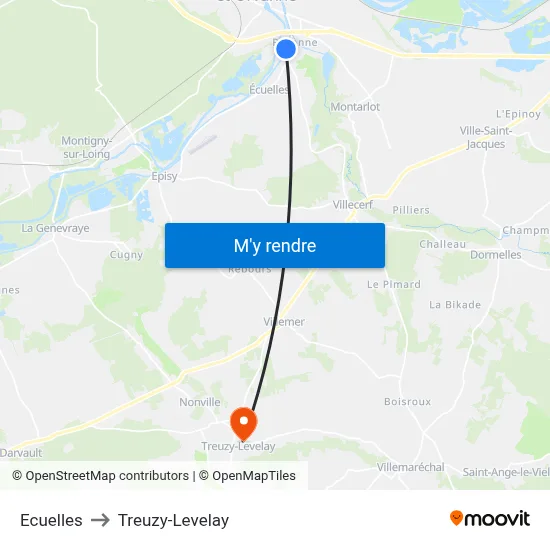 Ecuelles to Treuzy-Levelay map