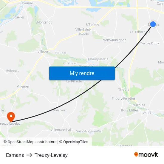 Esmans to Treuzy-Levelay map