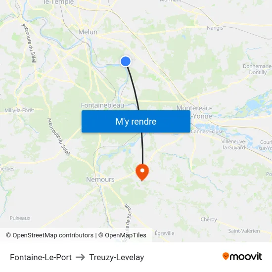 Fontaine-Le-Port to Treuzy-Levelay map