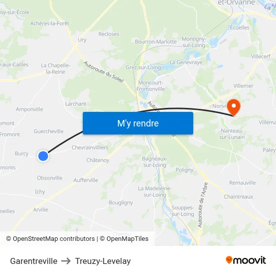 Garentreville to Treuzy-Levelay map