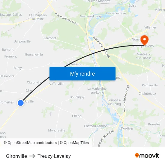 Gironville to Treuzy-Levelay map