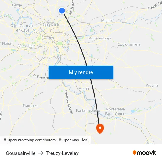 Goussainville to Treuzy-Levelay map