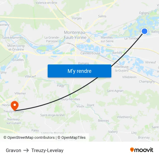 Gravon to Treuzy-Levelay map