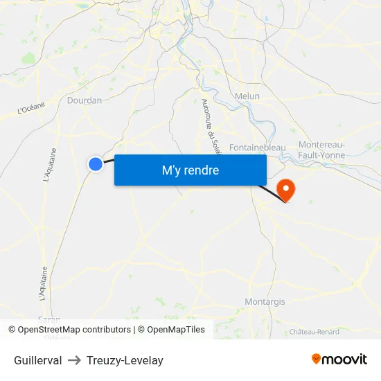 Guillerval to Treuzy-Levelay map