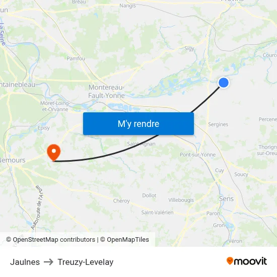 Jaulnes to Treuzy-Levelay map