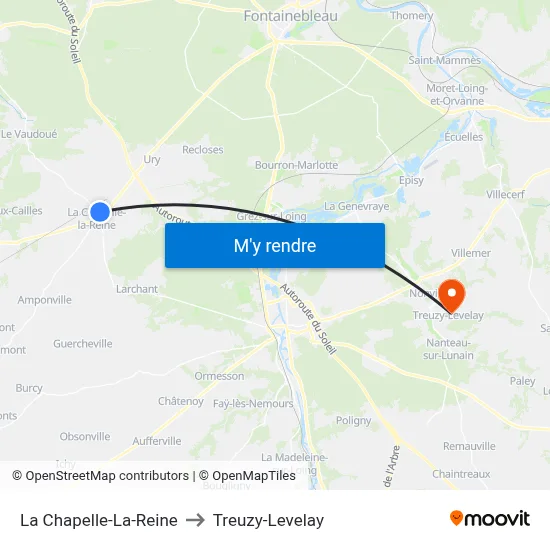 La Chapelle-La-Reine to Treuzy-Levelay map