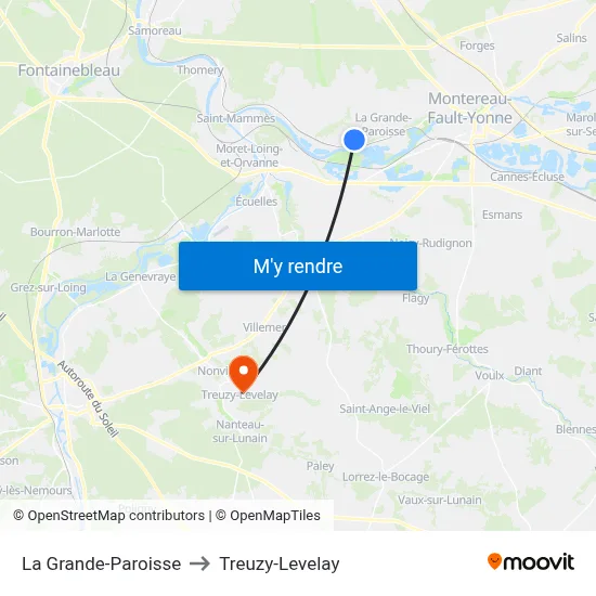 La Grande-Paroisse to Treuzy-Levelay map