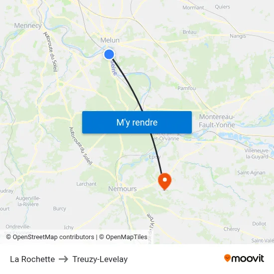 La Rochette to Treuzy-Levelay map