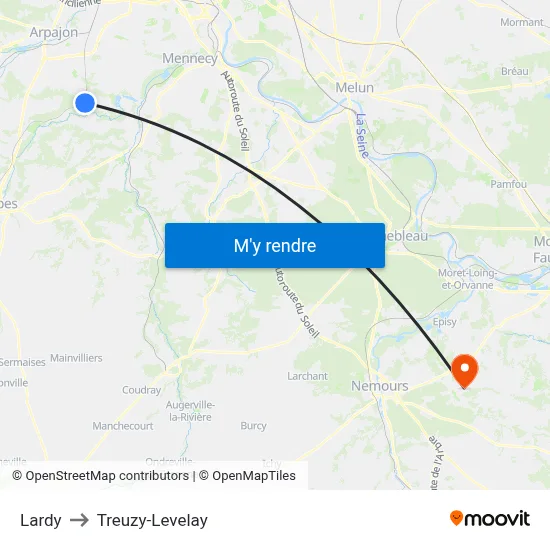 Lardy to Treuzy-Levelay map