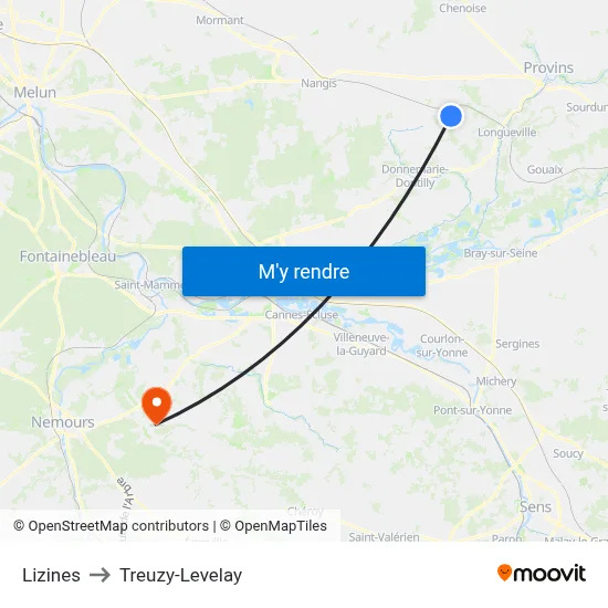 Lizines to Treuzy-Levelay map