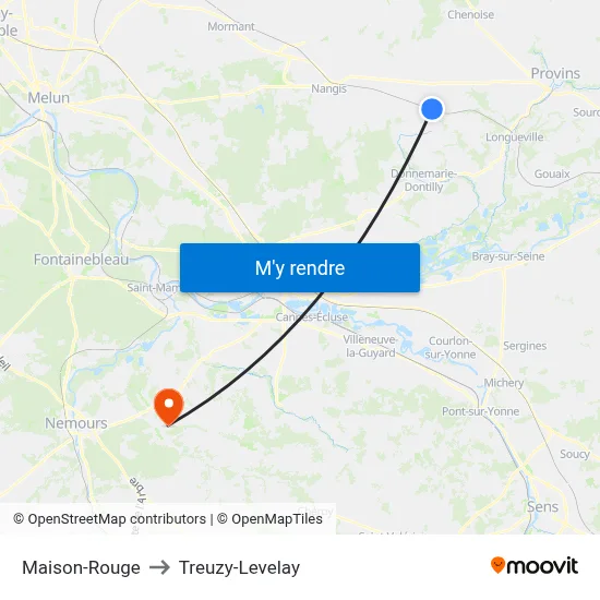 Maison-Rouge to Treuzy-Levelay map