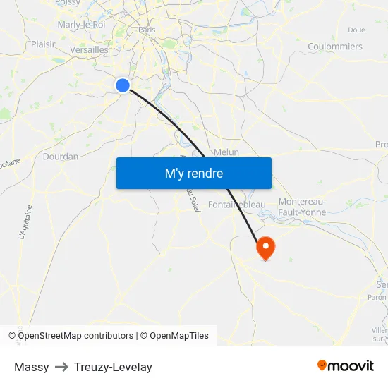 Massy to Treuzy-Levelay map