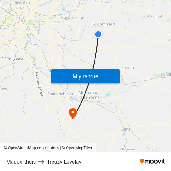 Mauperthuis to Treuzy-Levelay map