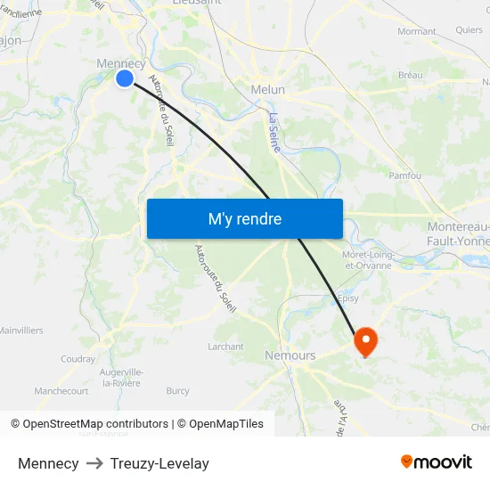Mennecy to Treuzy-Levelay map