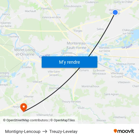 Montigny-Lencoup to Treuzy-Levelay map