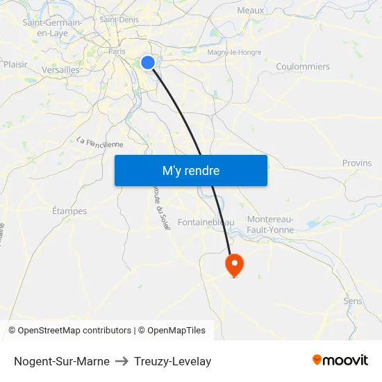 Nogent-Sur-Marne to Treuzy-Levelay map