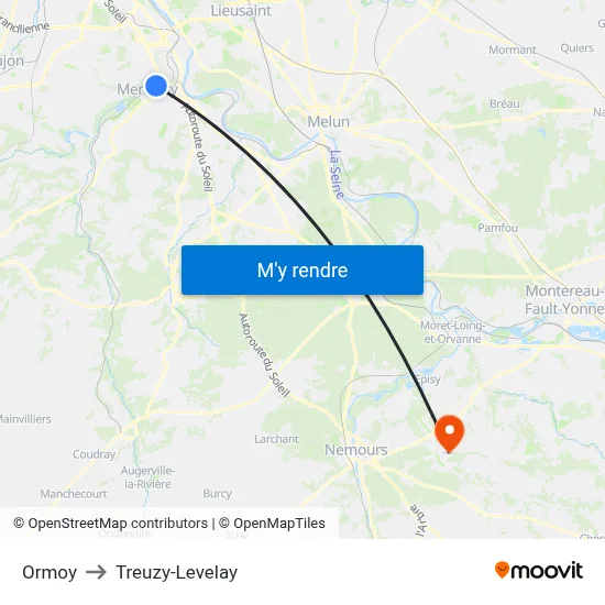 Ormoy to Treuzy-Levelay map