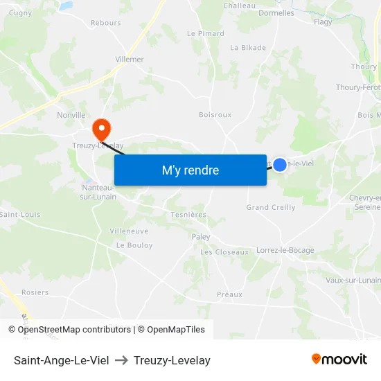 Saint-Ange-Le-Viel to Treuzy-Levelay map