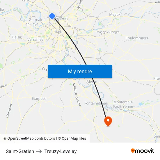 Saint-Gratien to Treuzy-Levelay map