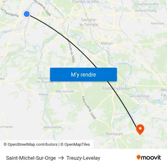 Saint-Michel-Sur-Orge to Treuzy-Levelay map