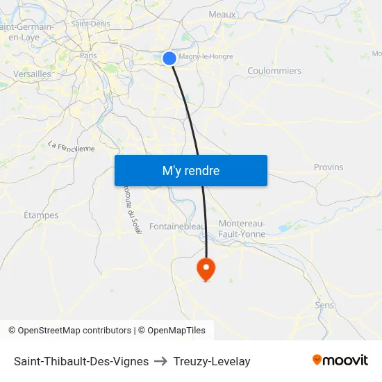 Saint-Thibault-Des-Vignes to Treuzy-Levelay map