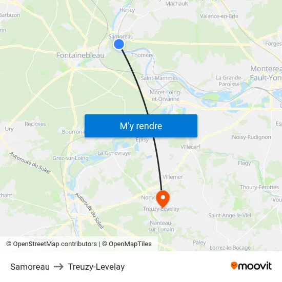 Samoreau to Treuzy-Levelay map