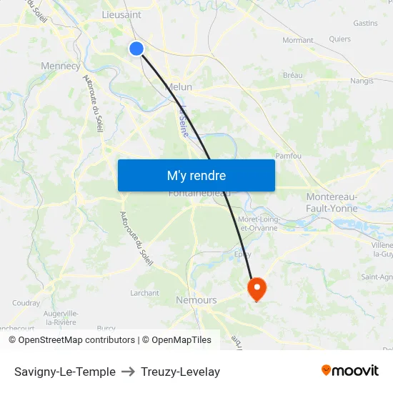 Savigny-Le-Temple to Treuzy-Levelay map