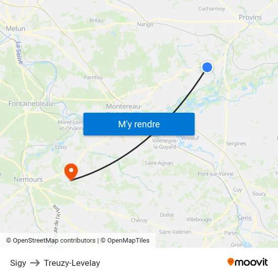 Sigy to Treuzy-Levelay map