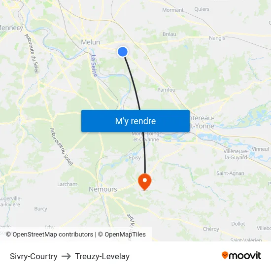 Sivry-Courtry to Treuzy-Levelay map